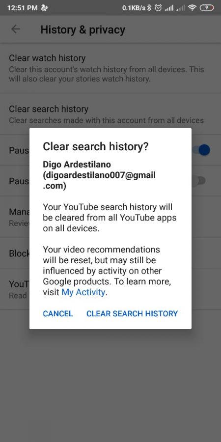 delete search history